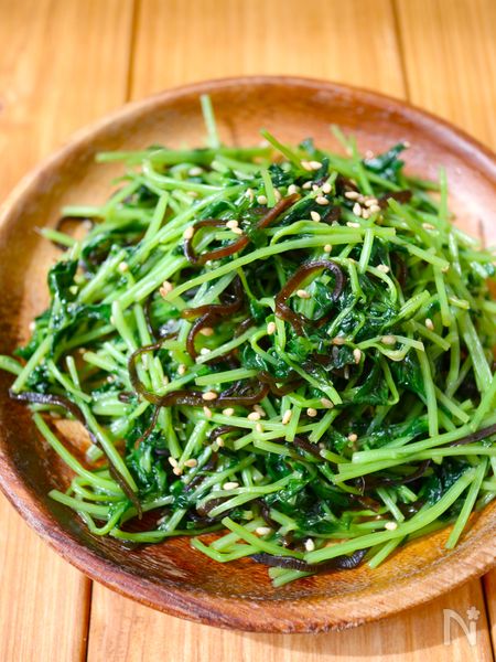 レンジで5分！【やみつき塩昆布豆苗】胡麻油香る♩