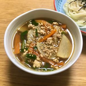 Nao★彡の作ってみた!投稿(野菜がたっぷり食べられる！鶏ひき肉のつけうどん)