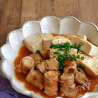 豚巻きねぎの肉豆腐【味噌風味】