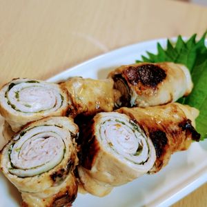 まゆのの作ってみた!投稿(【豚ロースの大葉チーズミルフィーユ巻き巻き】ジューシー♪)