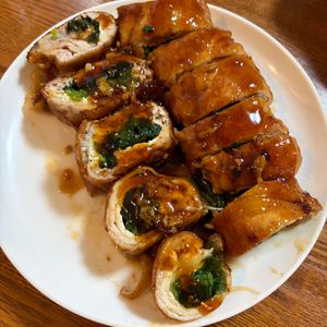 まさの作ってみた!投稿(甘辛てりてり！【ほうれん草チーズの豚肉巻き照り焼き】)