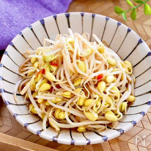 【ピリ辛もやし】レンジだけで♪5分で絶品おつまみ！