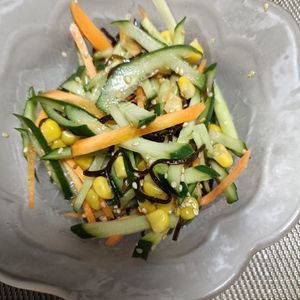 ハシガミダイコウの作ってみた!投稿(塩もみいらず『胡瓜ととうもろこしの塩昆布和え』簡単副菜♡)