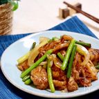 豚肉とにんにくの芽のオイスター炒め