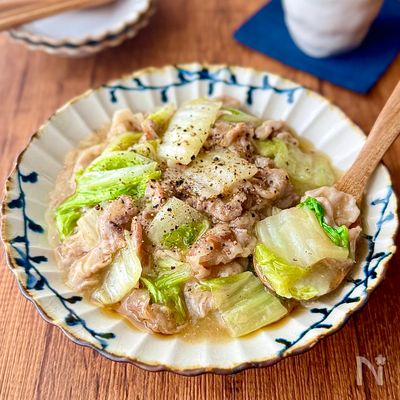 白菜と塩麹豚の中華風とろみ炒め