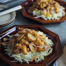 ごはんがすすむ！揚げ豚とポン酢練りゴマだれ