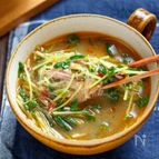 豆苗の担々風春雨スープ【#包丁不要 #レンジ #マグカップ】