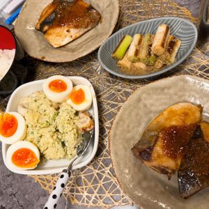 まーやんの作ってみた!投稿(【半熟卵ののり塩バターポテサラ】お箸が止まらない♡節約副菜)