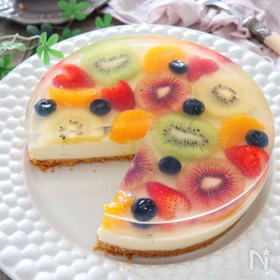 フルーツたっぷりレアチーズケーキ♩お菓子作り初心者向け!簡単