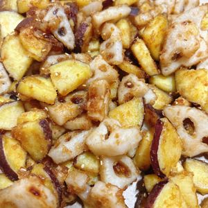 サラの作ってみた!投稿(カリほく食感♡【さつまいもとれんこんの照りバター】)