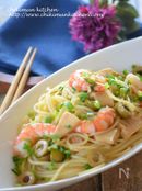 海老と筍のお醤油パスタ