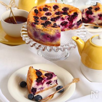 濃厚なめらかブルーベリーチーズケーキ【まぜるだけ簡単】