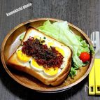 朝からさっくり食パンで「コンビーフとゆで卵のオープンサンド」