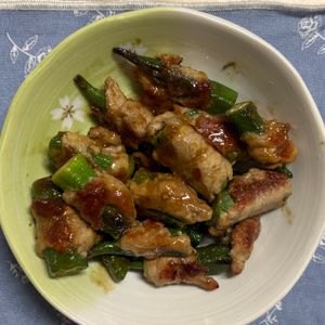 チョビの助の作ってみた!投稿(オクラの肉巻き柚子胡椒わさびソース♩レンジで簡単！めちゃうま)