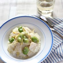 そら豆と筍の豆乳リゾット