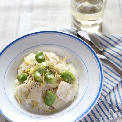 そら豆と筍の豆乳リゾット