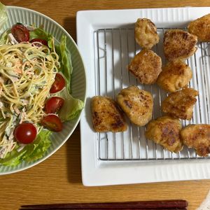 まぁちゃんの作ってみた!投稿(むね肉deにんにく醤油唐揚げ【#作り置き #油は大さじ3】)