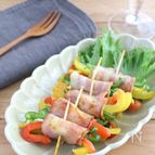 お弁当の彩りに◎パプリカとピーマンのベーコン巻きカレー味
