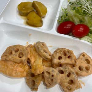 ハムの作ってみた!投稿(【鶏れんこんマヨ】鶏むねしっとり♡えびマヨ風やみつきおかず♪)
