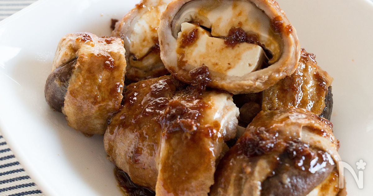 『 生姜焼き風！椎茸と豆腐の豚巻き』＃お弁当