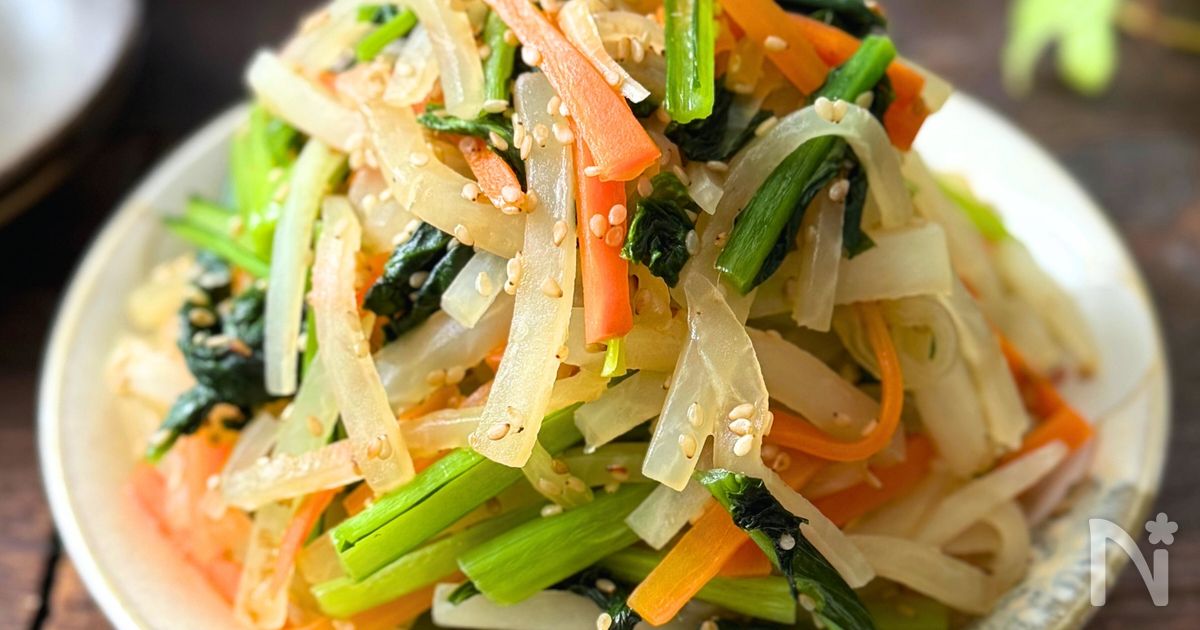 大根と小松菜の白だし金平