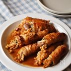 きのこの肉巻きごまバタポンソース