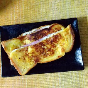 チョロリスの作ってみた!投稿(甘じょっぱ系フレンチトースト＊チーズとろけるモンティクリスト)
