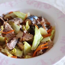鯖缶のキャベツたっぷり中華風蒸し