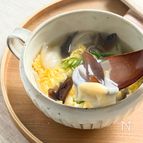 きくらげとワンタンの皮の卵スープ
