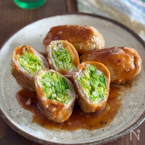 【たっぷりキャベツの肉巻き】濃厚コクみそだれ