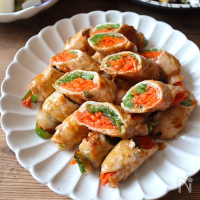 【甘辛い味付けでご飯が進む！作り置きOK】野菜の豚肉巻き