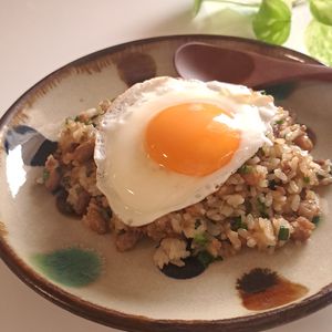 とのちゃまの作ってみた!投稿(スタミナ納豆チャーハン目玉焼きのせ)