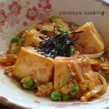 旬☆グリーンピースと豆腐の甘辛卵とじ