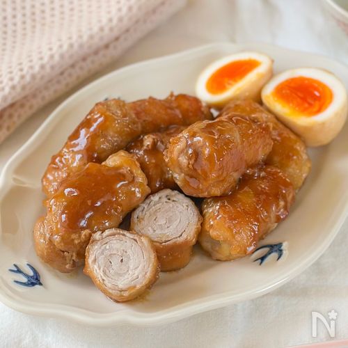 煮込まない！巻いて焼くだけでごちそう✨【フライパンで角煮風】
