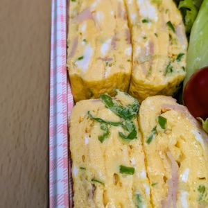 まゆのの作ってみた!投稿(安心の味「白だしネギベーコン玉子焼き」)