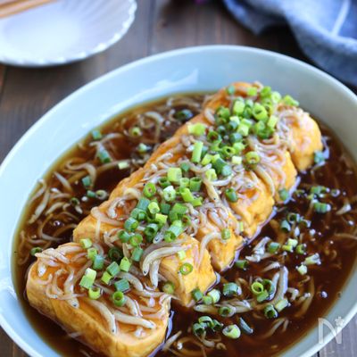厚焼き玉子のしらすあんかけ