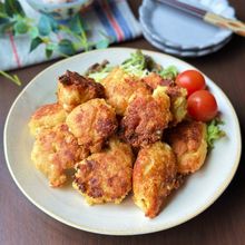 【鶏むね肉と豆腐のチーズカレー唐揚げ】節約/洗い物減らし隊