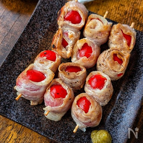 【おうち居酒屋の豚トマ巻き 】フライパンひとつ！激うま♡