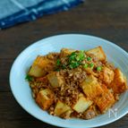 絹厚揚げとえのきとひき肉の香味炒め・ご飯に乗せても♪