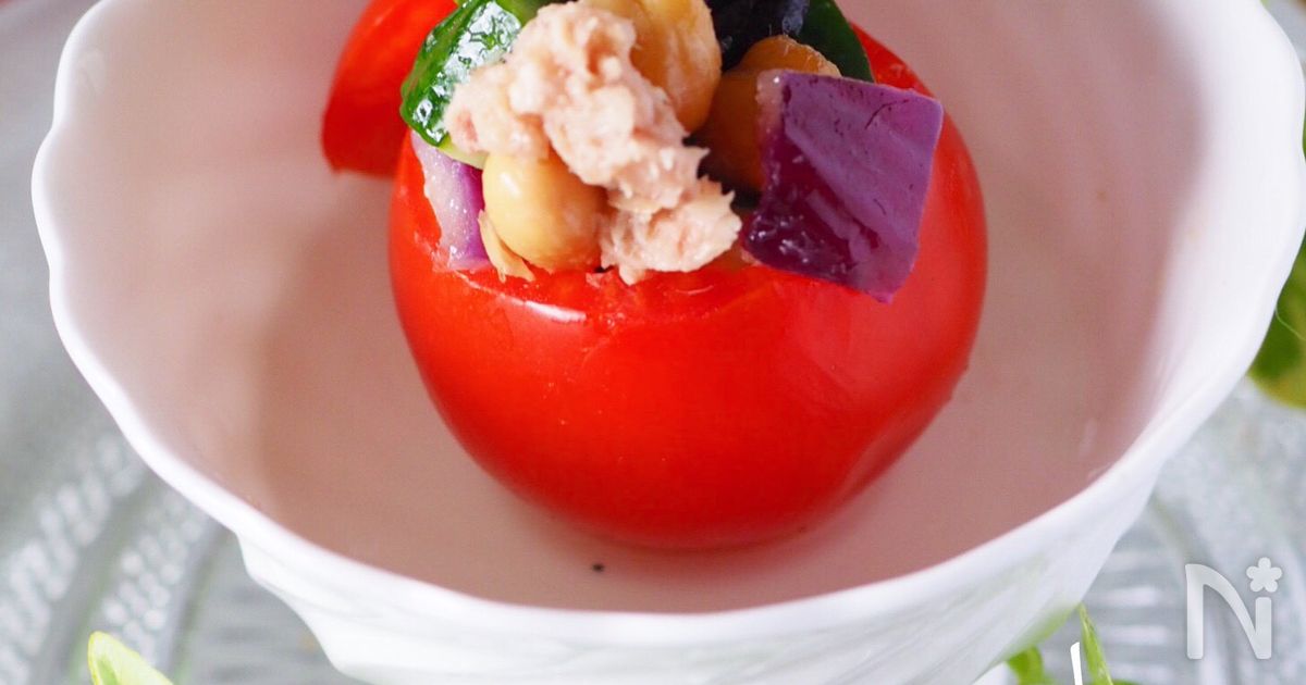 【簡単おもてなし】お豆のトマトカップサラダ