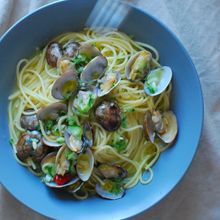 きゅうりとアサリのパスタ。