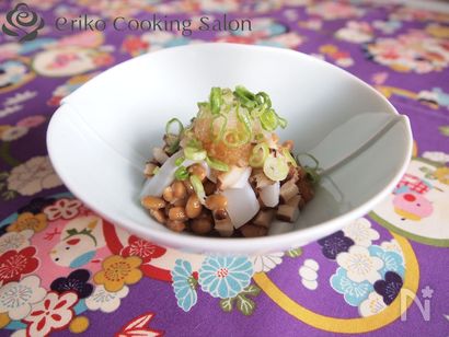 【おつまみ】イカとしいたけの納豆和え