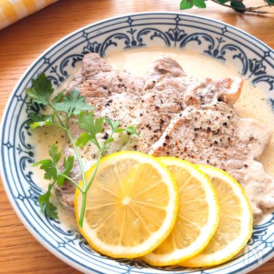 豆乳使いでさっぱり♡豚ロースヘルシーレモンクリームソテー