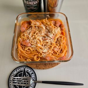 ぽちの作ってみた!投稿(【ずぼら喫茶のチーズナポリタン】タッパーでレンチンするだけ)