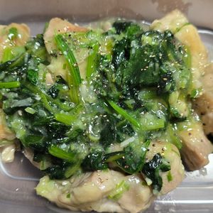 月雪由翔の作ってみた!投稿(バリ旨《ほうれん草と鶏肉♡ねぎ塩炒め》)