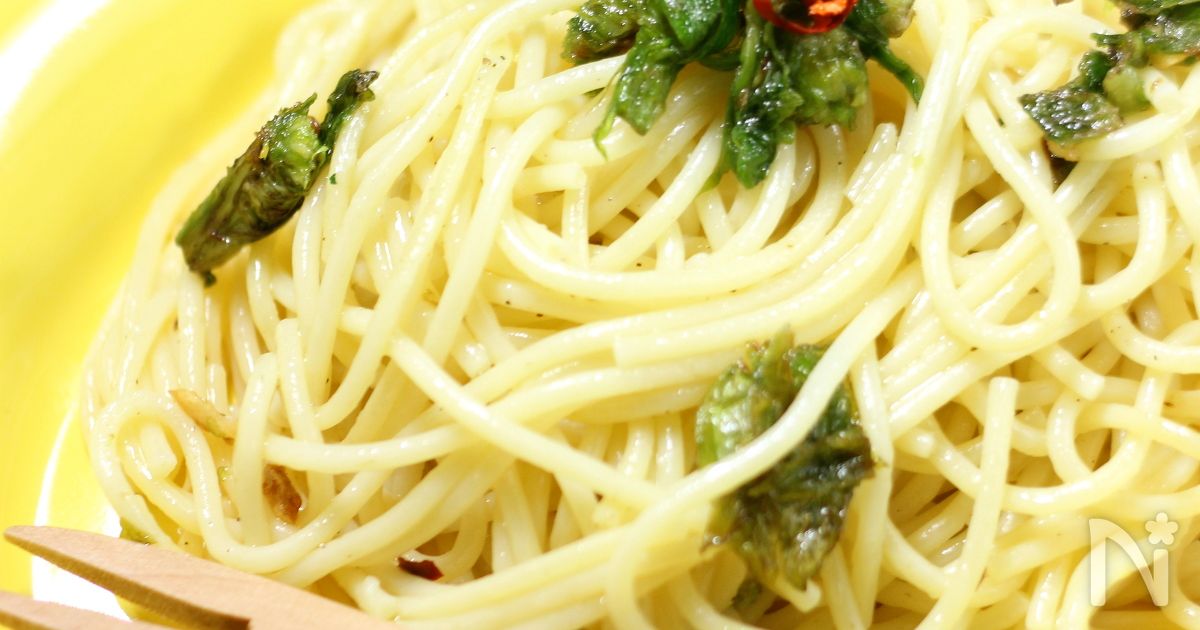 早春のパスタ ふきのとうのペペロンチーノ