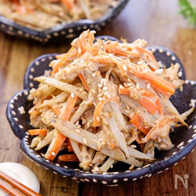 【ごぼうとにんじんのツナマヨ和え】レンジでパパッと♬簡単副菜
