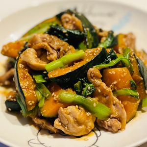 ᗰIKᗴの作ってみた!投稿(かぼちゃと豚こま《甘辛♡ごま照り焼き》)