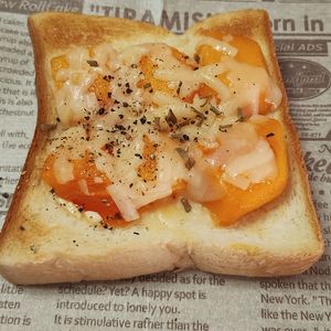 M＊Pの作ってみた!投稿(トーストバリエ＊柿とチーズのトースト)