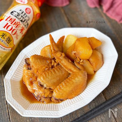 鶏手羽とじゃがいもの照り煮